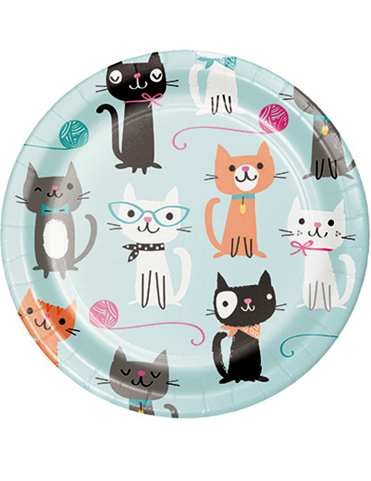 pratos de cartão gatos vintage turquesa