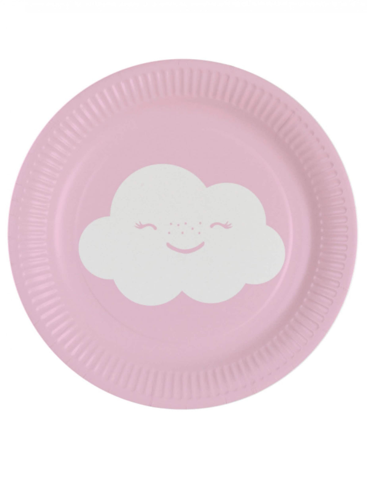 pratos em cartão pequeno nuvem para sobremesa cor de rosa e branco iridescentes