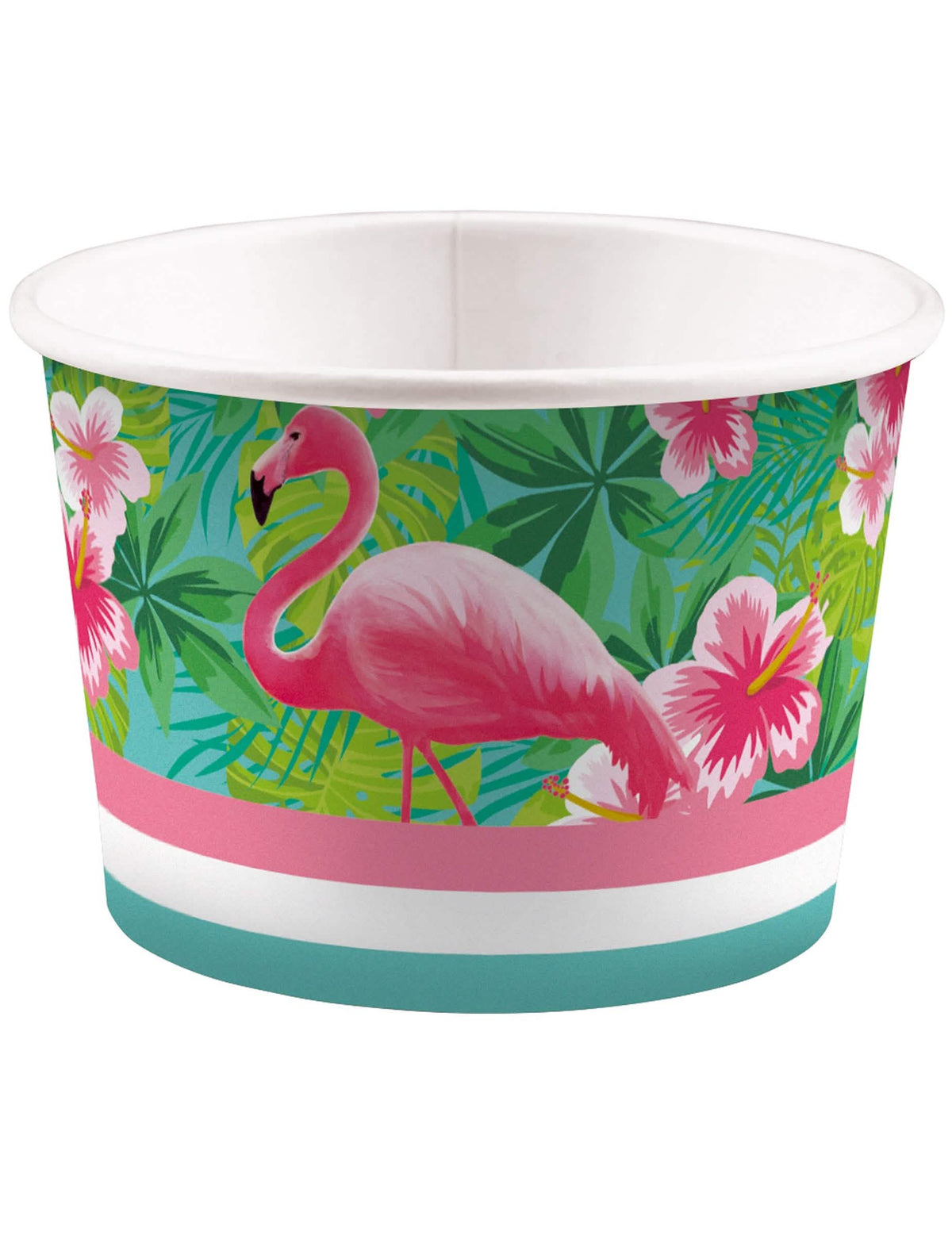 Taça de gelado Flamingo Paradise multicores em cartão com estampado de flamingo e flores tropicais
