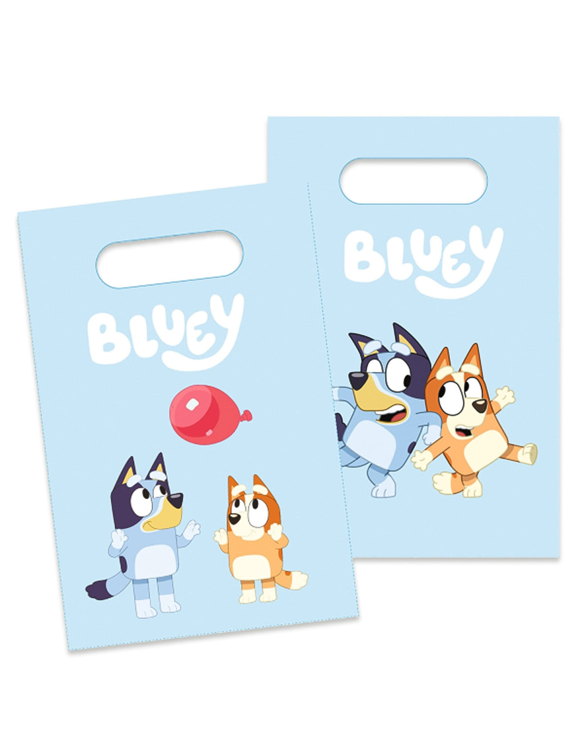 Sacs cadeaux Bluey pour enfant bleu ciel avec Bluey et Bingo