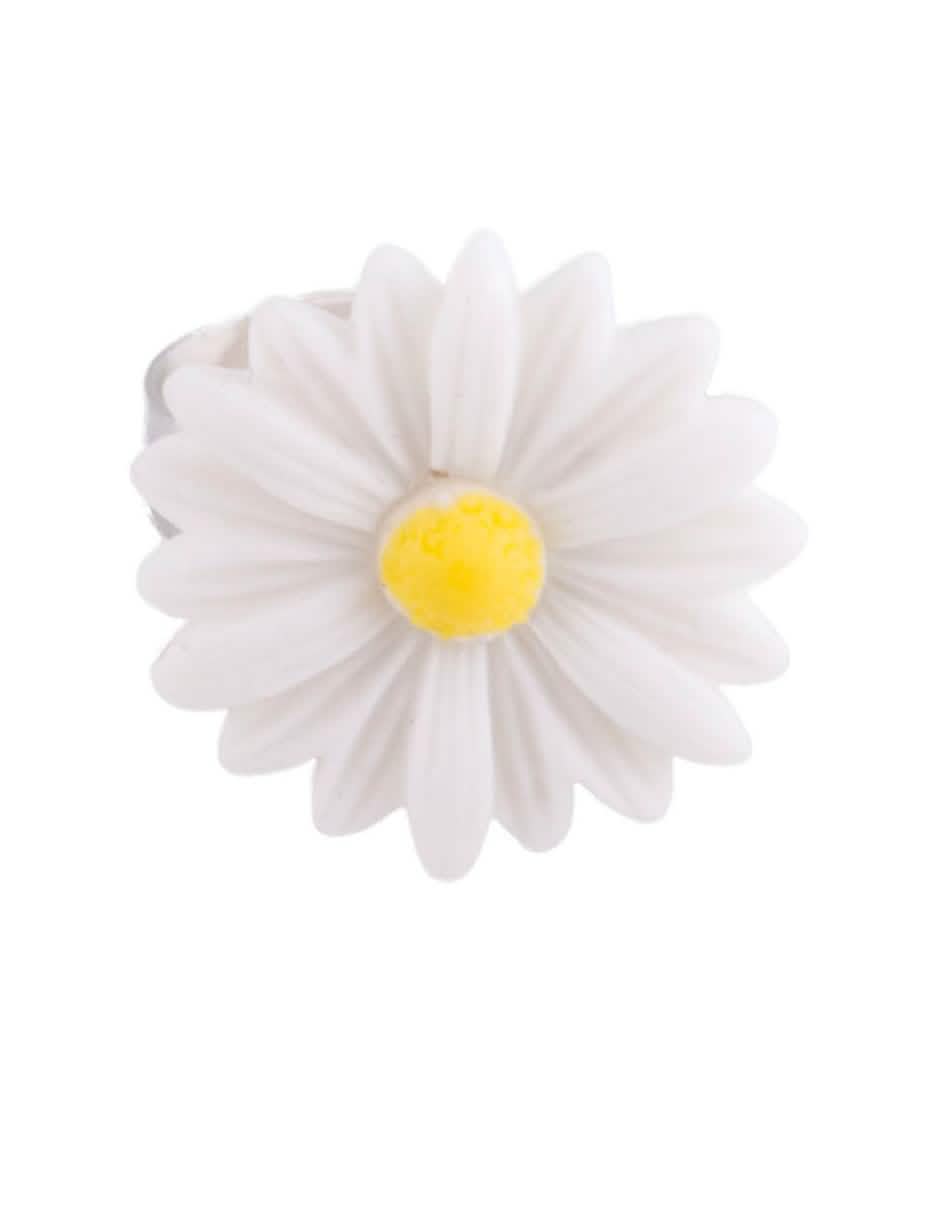 Anel margarida para adulto branco e amarelo