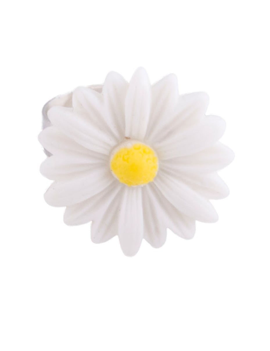 Bague marguerite pour adulte blanche et jaune