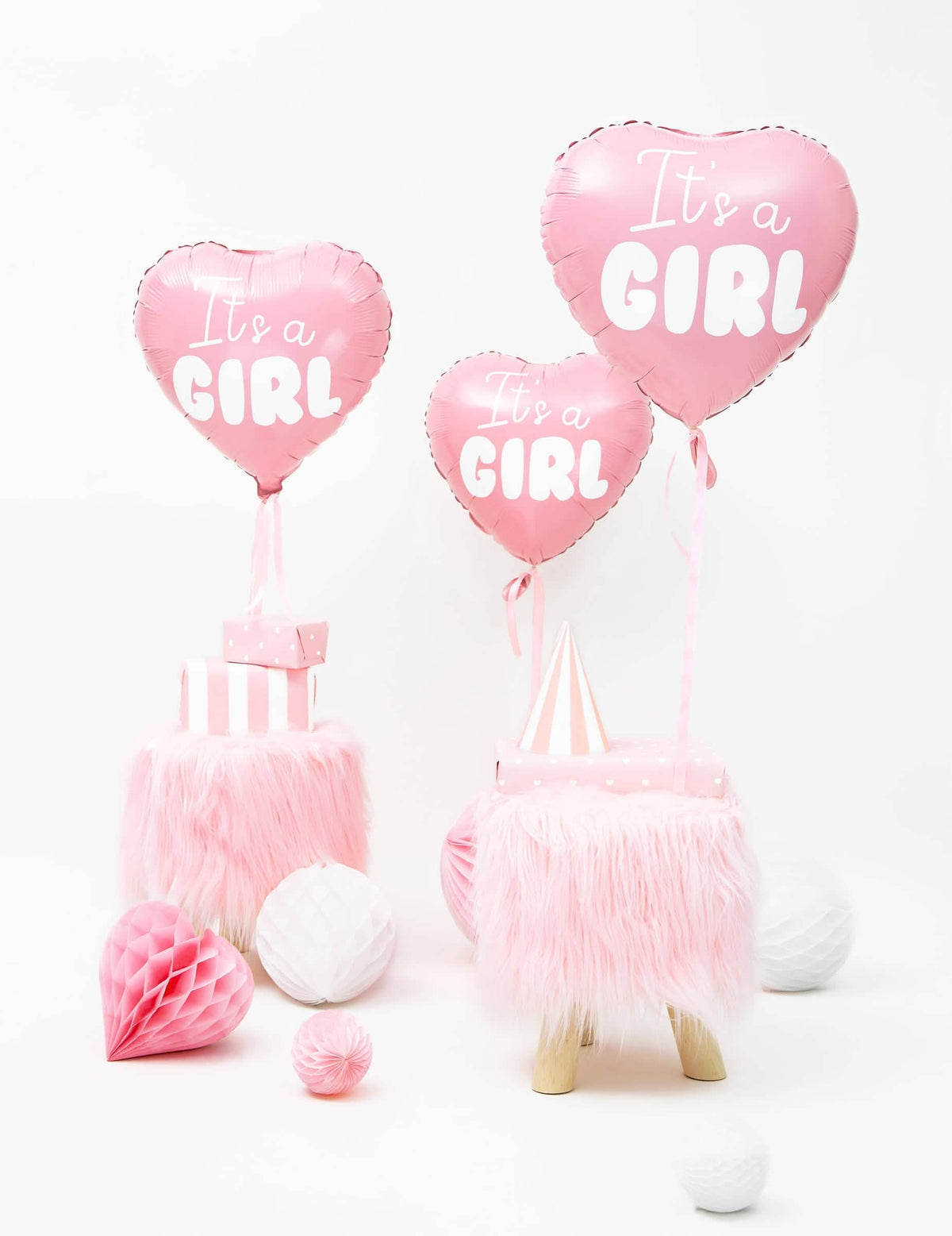 Decoração de festa com balão de alumínio em forma de coração It's a Girl para baby shower