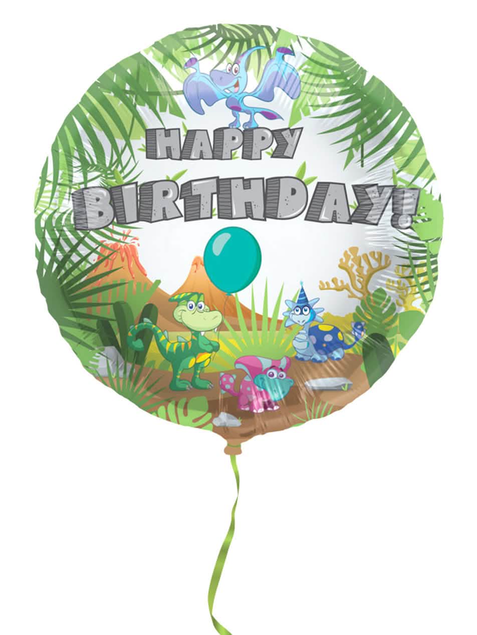 balão de alumínio happy birthday dinossauro para criança multicores decoração tropical
