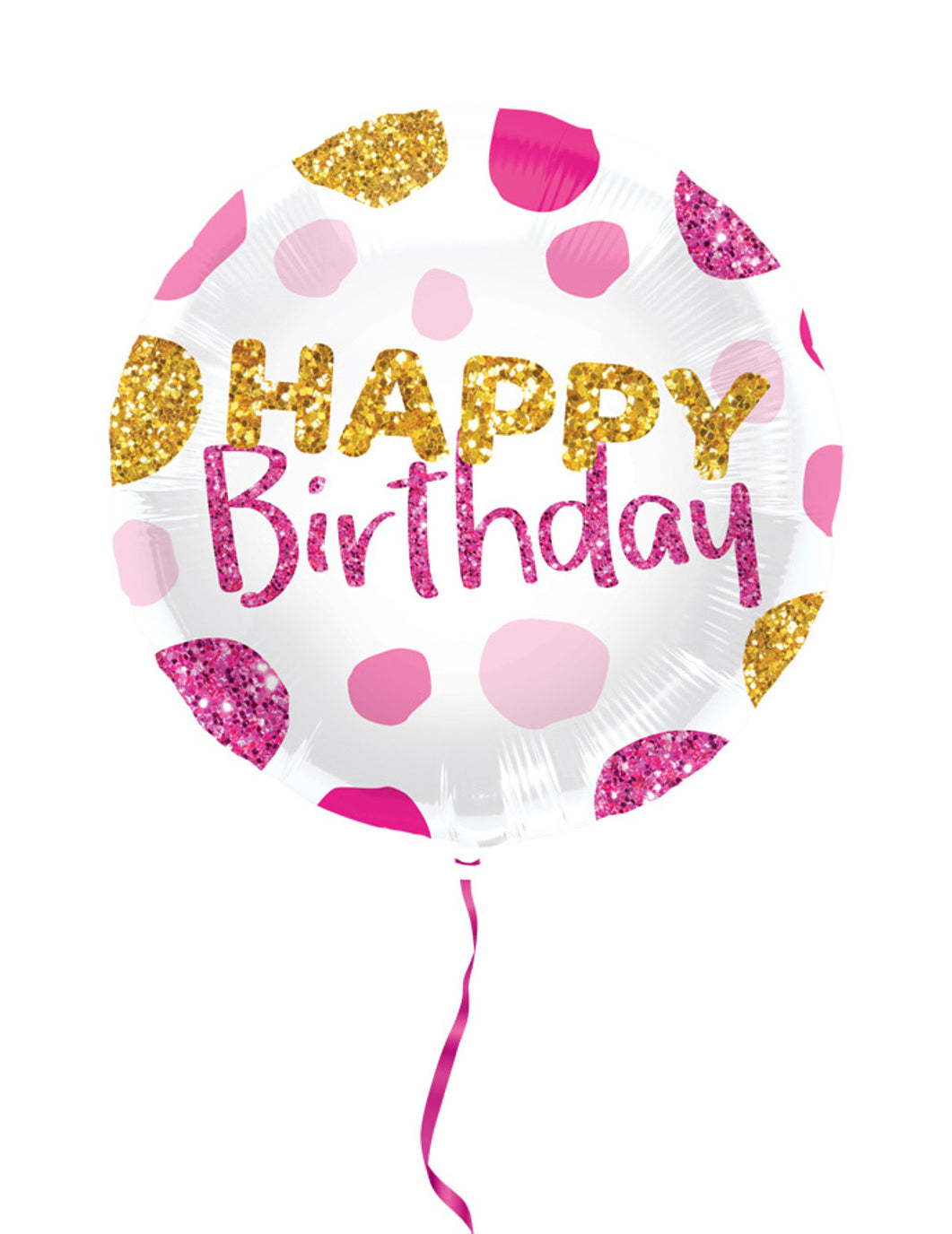 Balão de alumínio Happy Birthday para aniversário cor de rosa e dourado