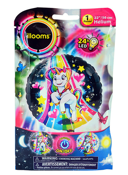 Ballon aluminium licorne LED Illooms pour enfant noir et multicolore