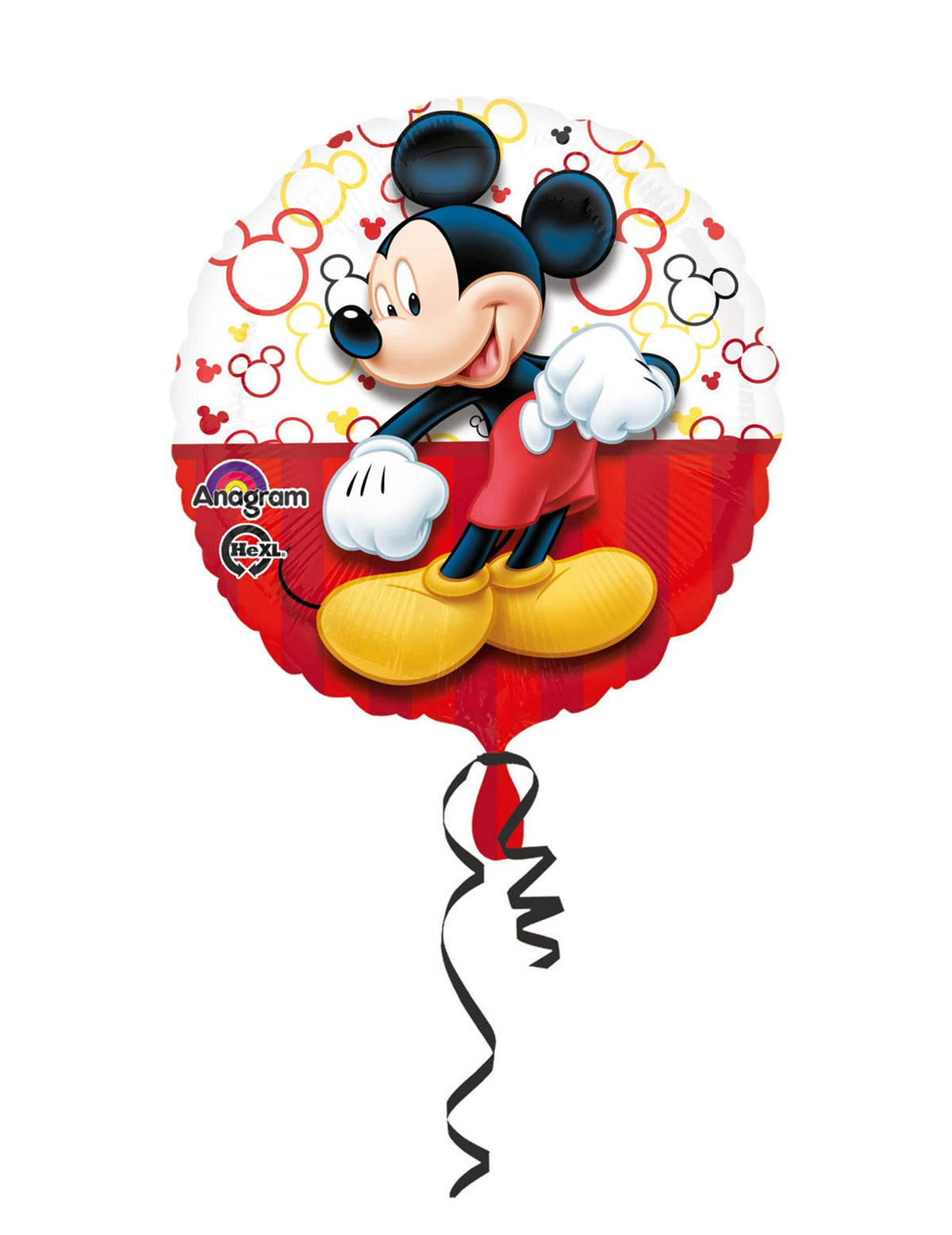 Balão de alumínio Mickey para criança vermelho e branco com motivos