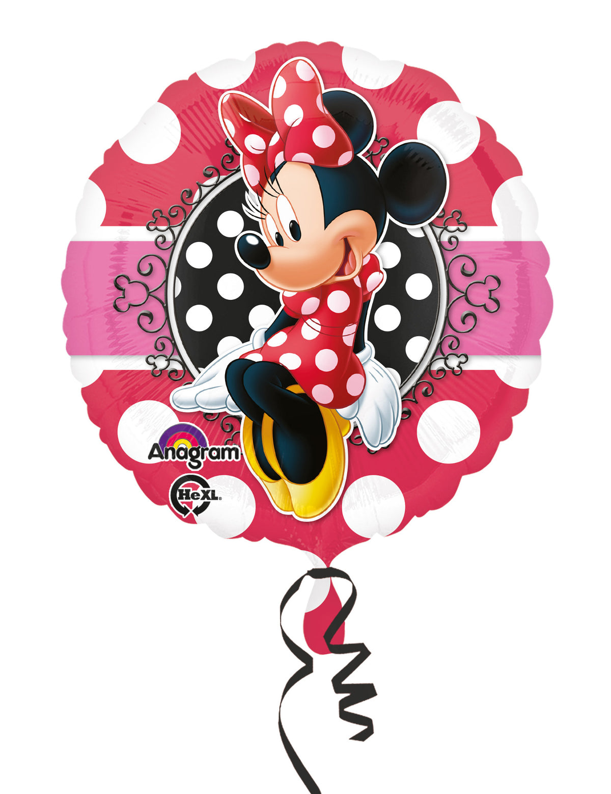 Ballon aluminium Minnie pour enfant rose à pois blancs