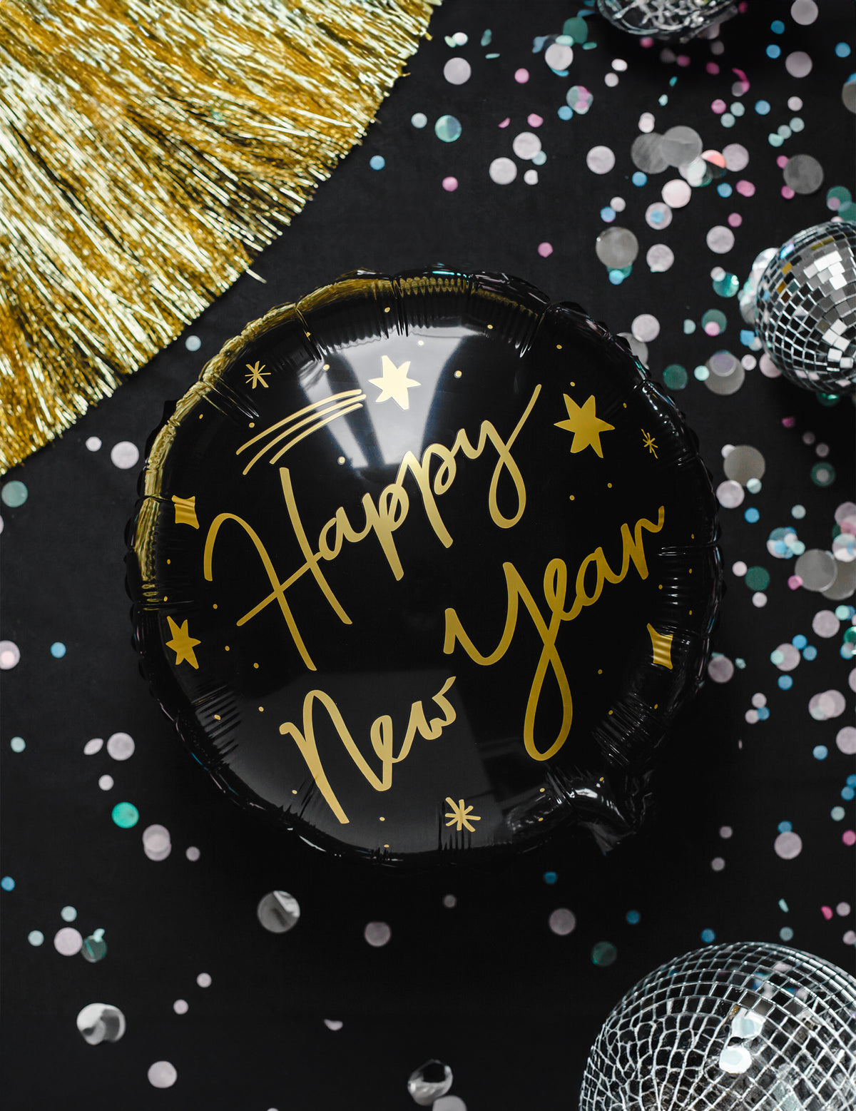Gros plan du ballon aluminium Happy New Year