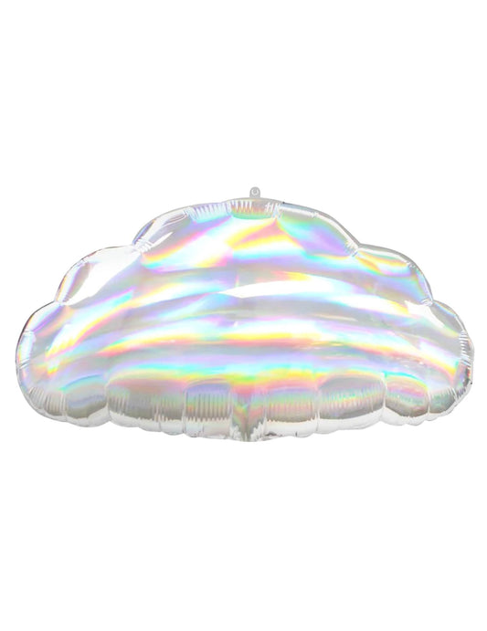Vue de dos du ballon aluminium nuage iridescent visage souriant