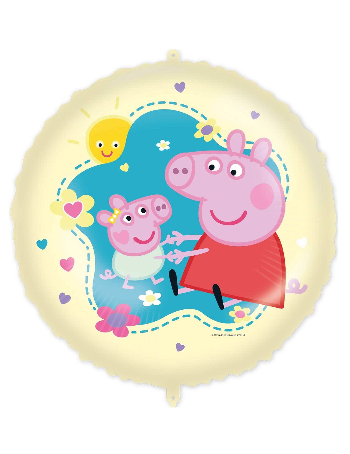 Balão de alumínio Peppa Pig para criança amarelo com motivos de flores e sol