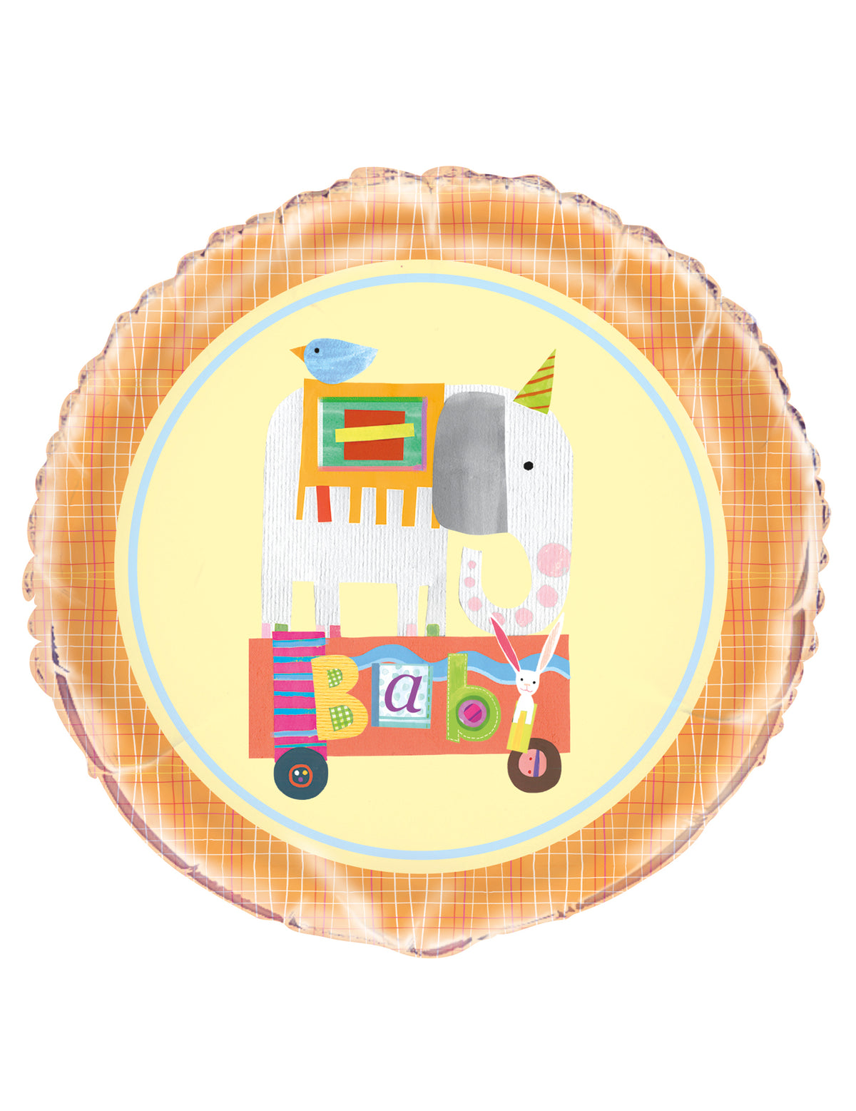 Ballon aluminium petit cirque avec éléphant pour bébé orange et jaune