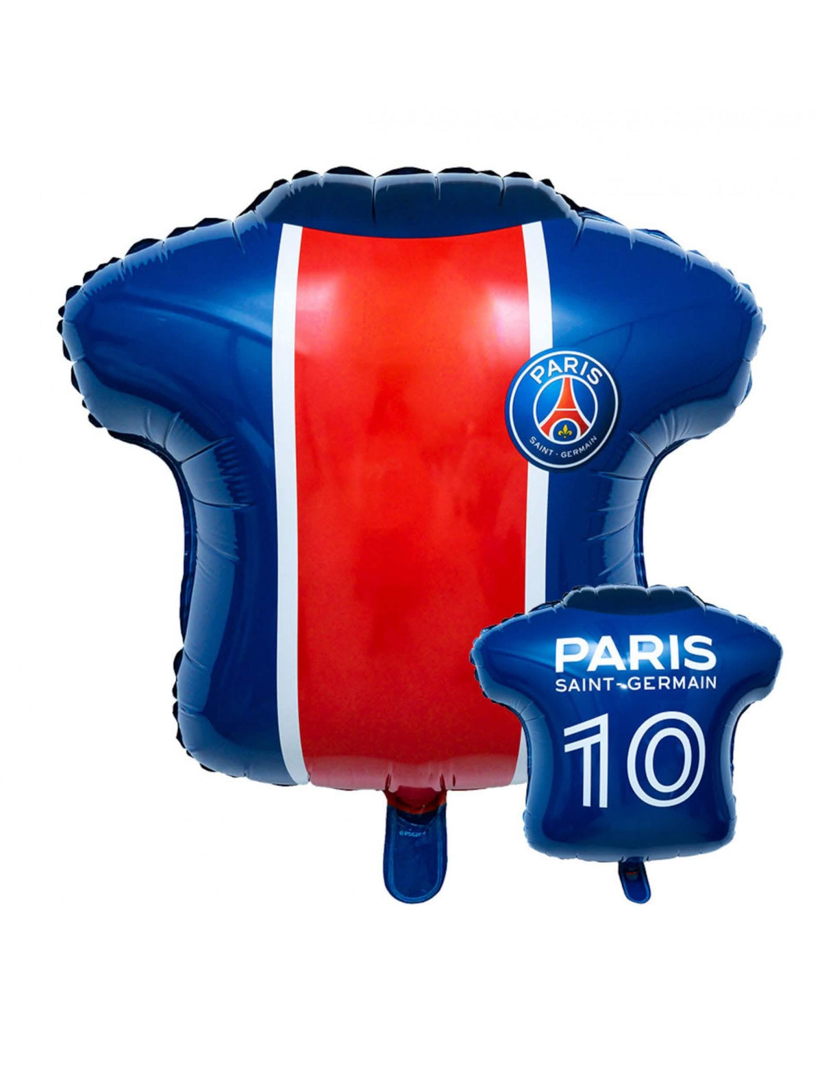Ballão de alumínio PSG azul e vermelho em forma de camisola
