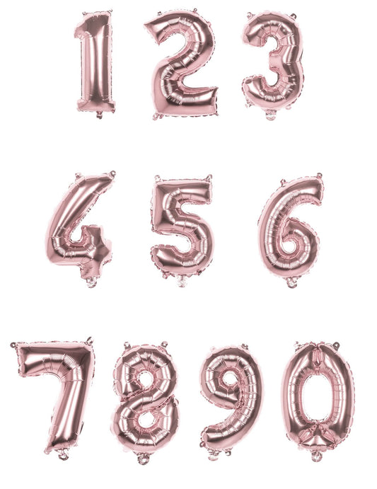 Vue d'ensemble des chiffres disponibles du ballon aluminium chiffre pour fête rose métallisé