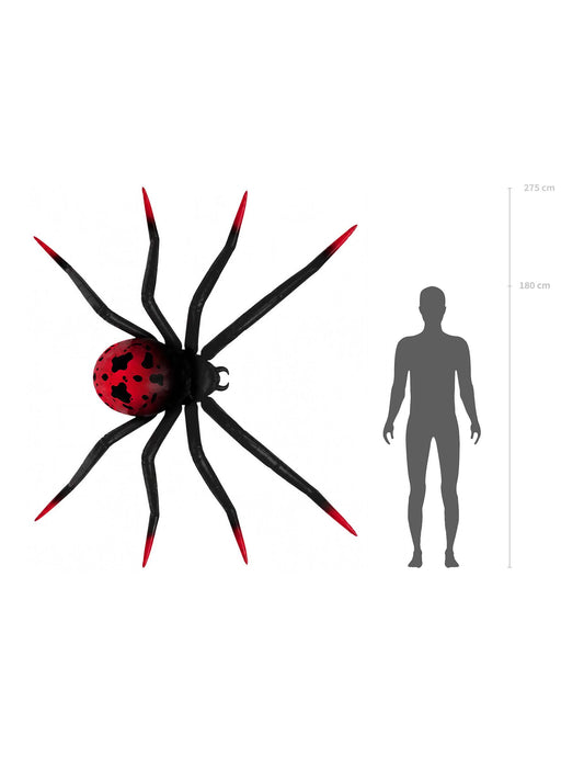 Balão de alumínio com suporte Aranha XXL preto e vermelho 275 x 152 cm