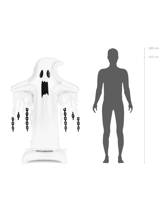 Balão de alumínio com suporte Fantasma XXL branco 109 x 165 cm