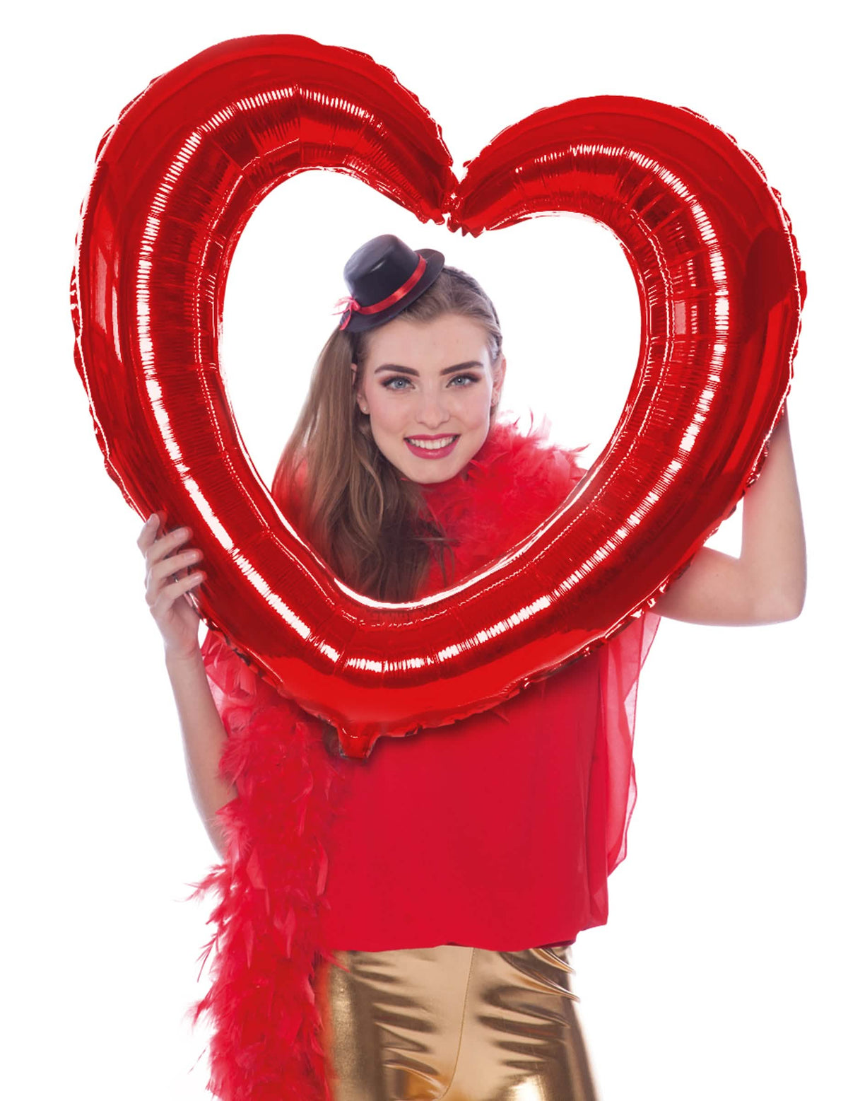 Moldura para balão em forma de coração para festa vermelho