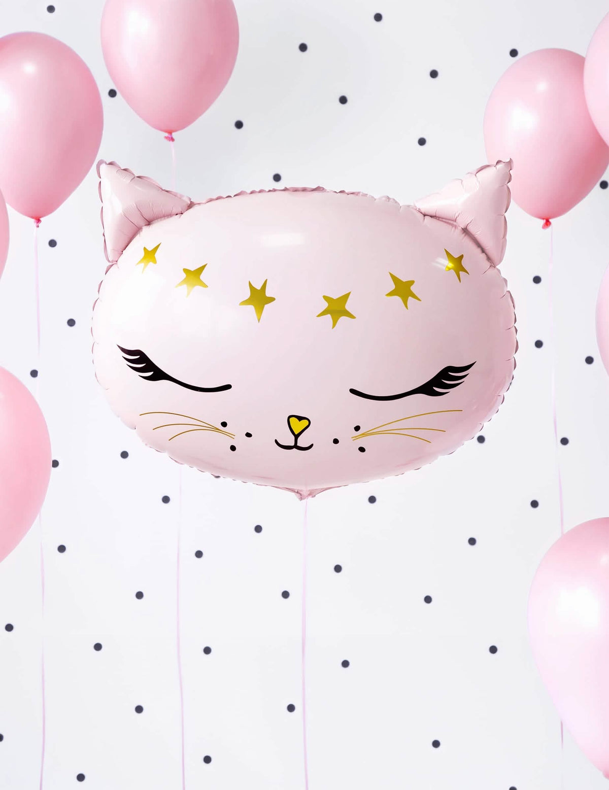 Mise em situação do balão em alumínio gato para criança