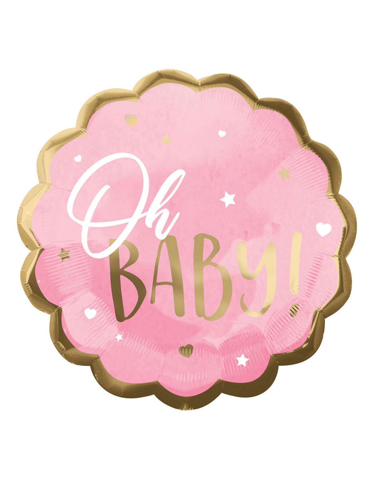 Ballon en aluminium festonné Oh Baby pour baby shower rose et or