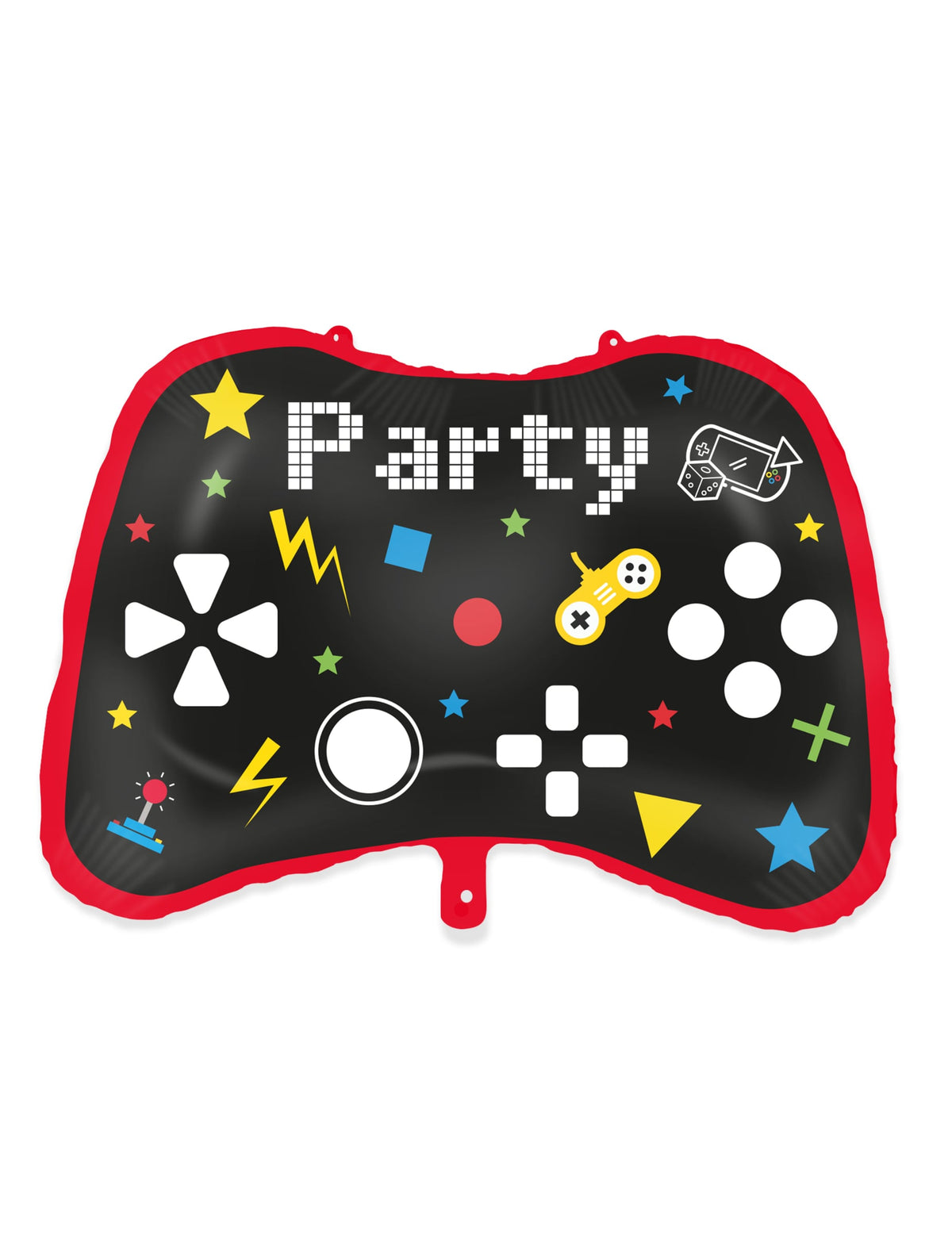 Ballon en aluminium Gaming Party pour fête noir et rouge en forme de manette de jeu