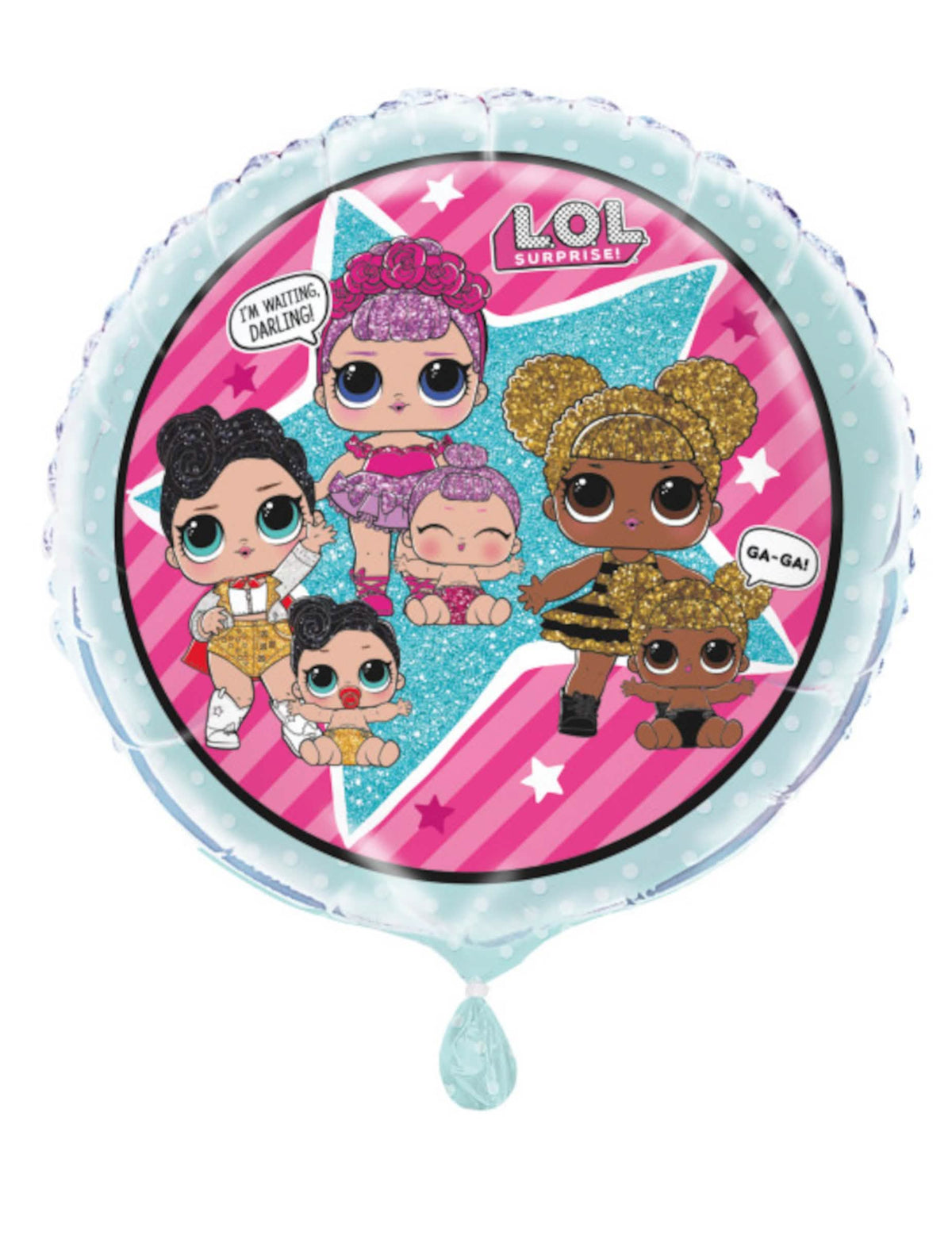 Balão de alumínio LOL Surprise para criança cor de rosa e azul com personagens