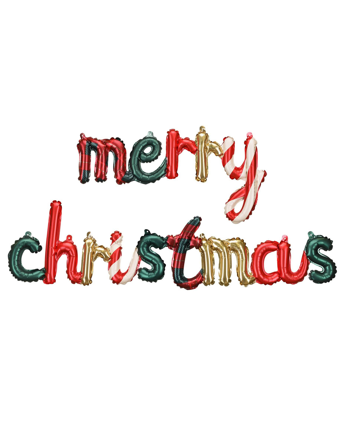 Ballon en aluminium Merry Christmas pour fête multicolore à motifs carreaux et rayures