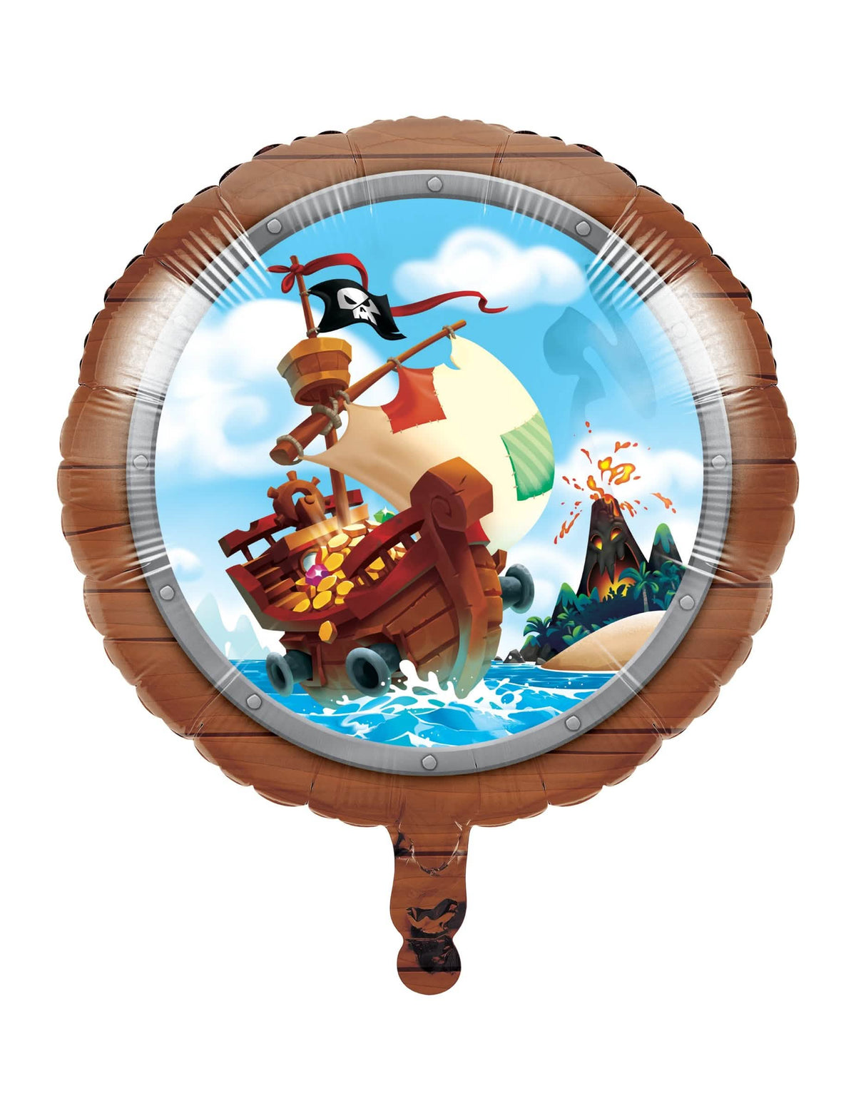 Balão de alumínio de tesouro de pirata para festa de aniversário com motivo de barco e de baú do tesouro