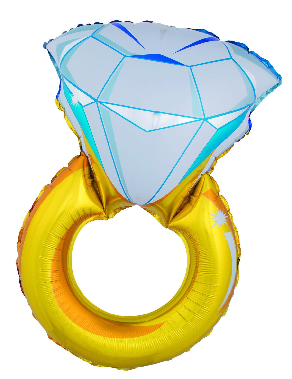 Balão anel de diamante para festa dourado e azul