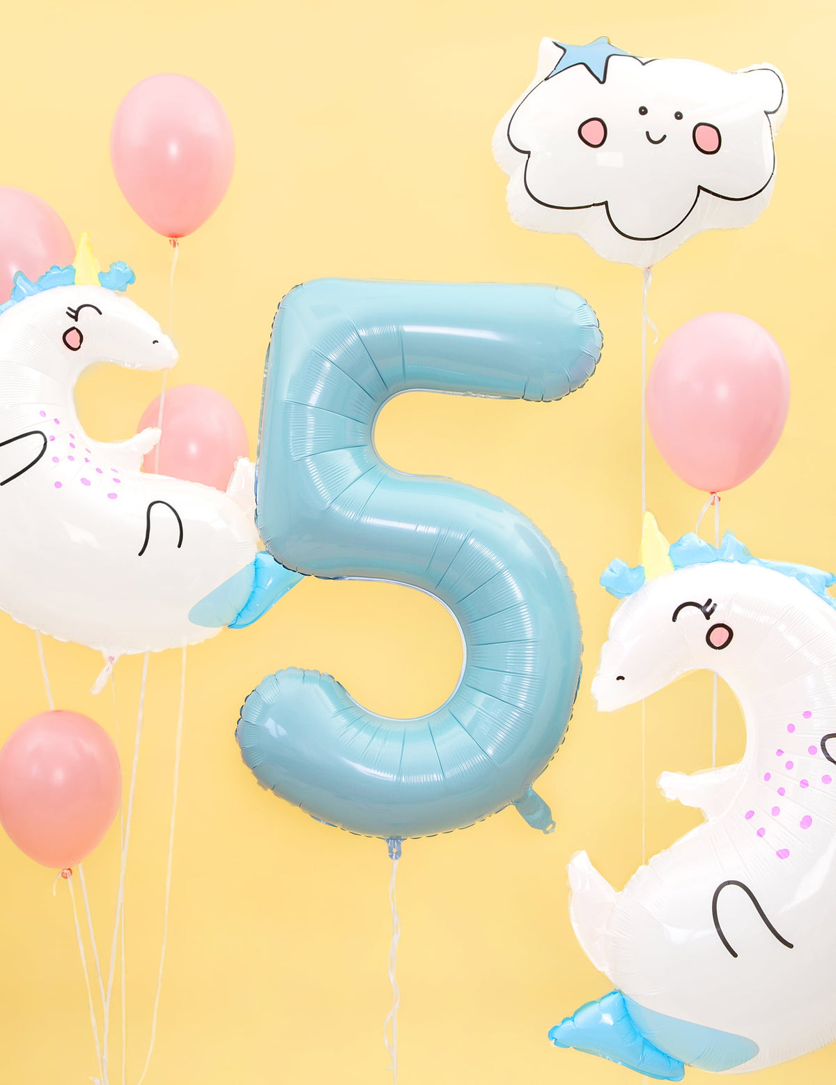 Número 5 do balão gigante número para festa azul pastel