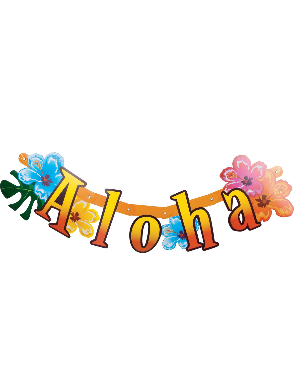 Faixa articulada Aloha havaí para decoração de festa multicores com flores de hibisco