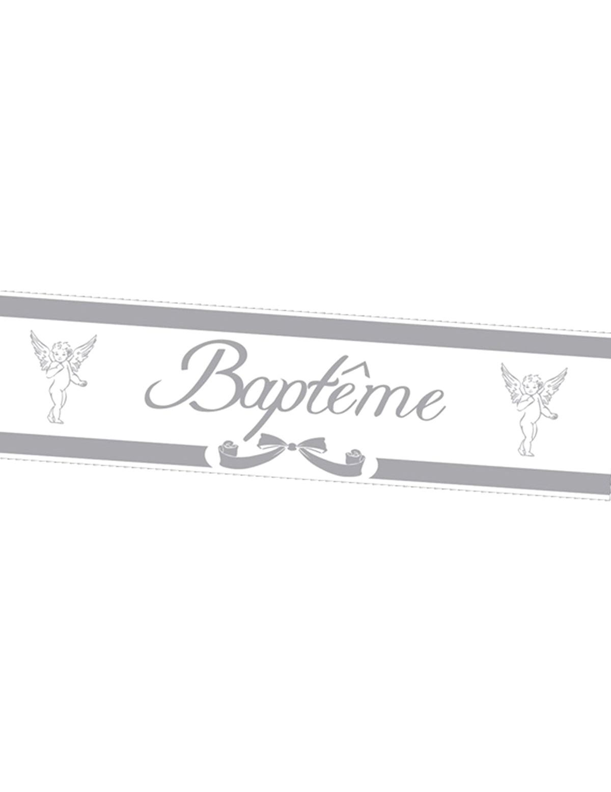 Banner de batismo prateado com anjos 2.44m