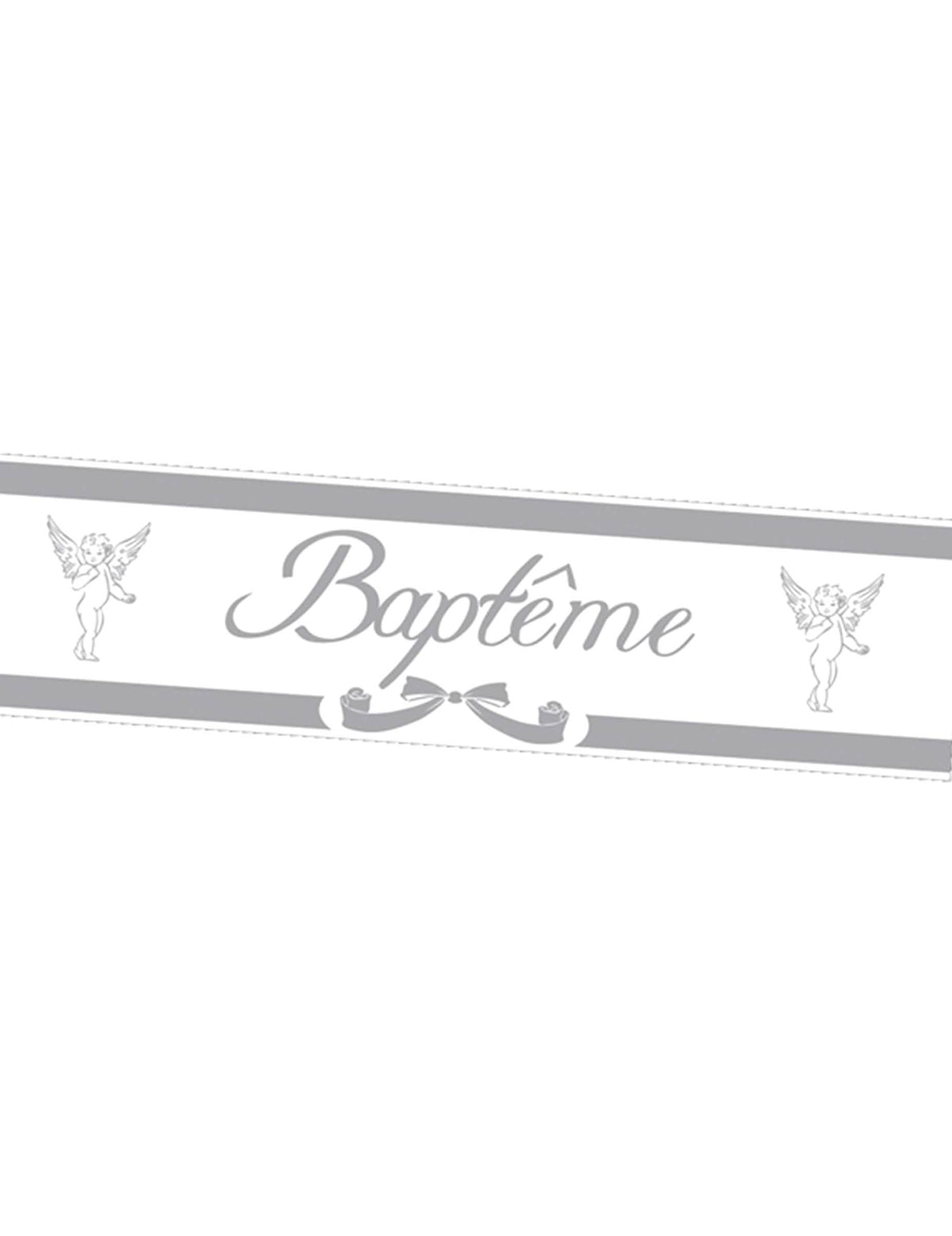Banner de batismo prateado com anjos 2.44m