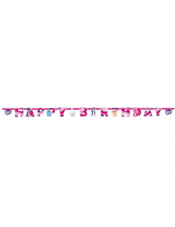 Guirlande Happy Birthday My Little Pony pour enfant rose et violette