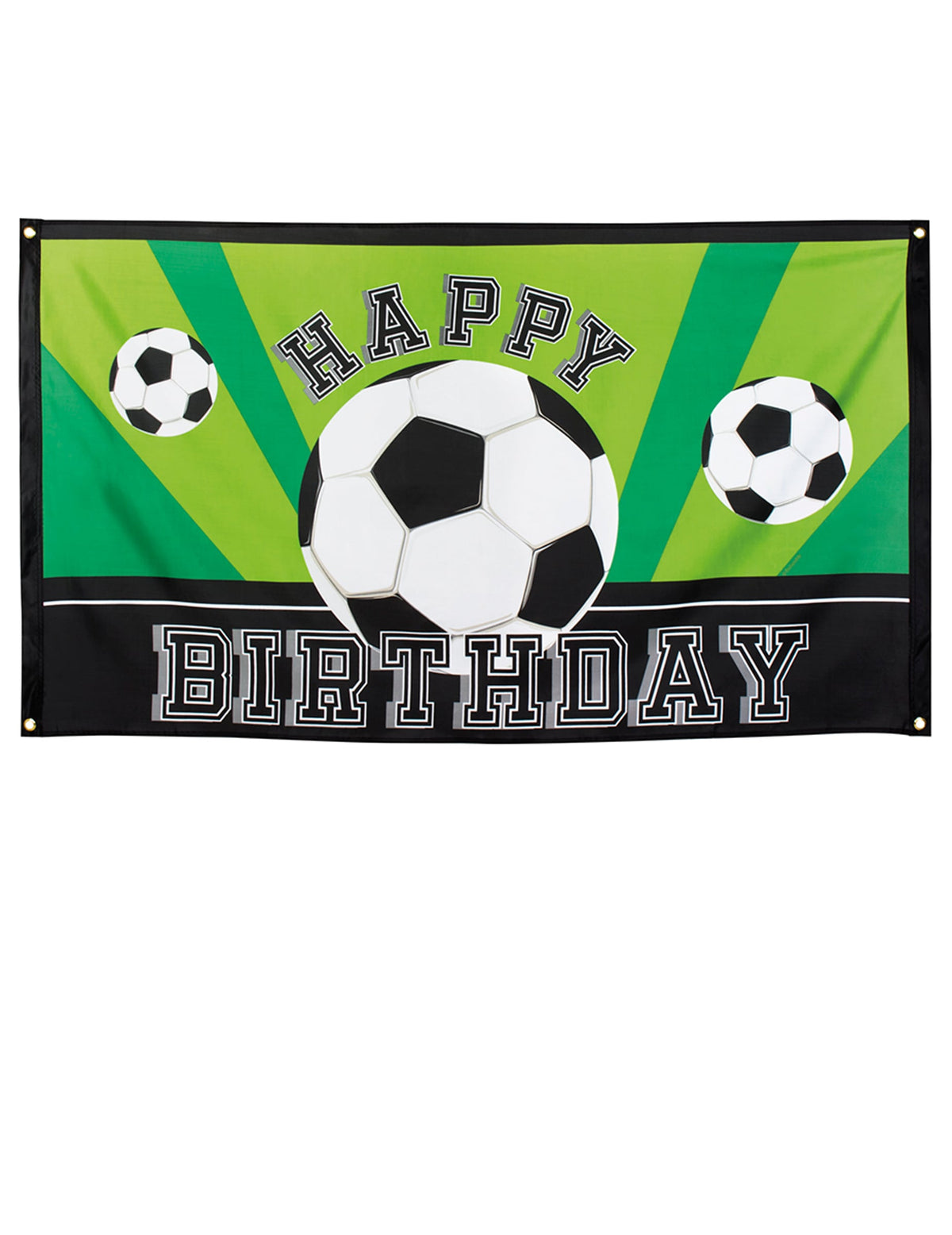 Banner Happy birthday Foot party para aniversário verde e preta com balões de foot