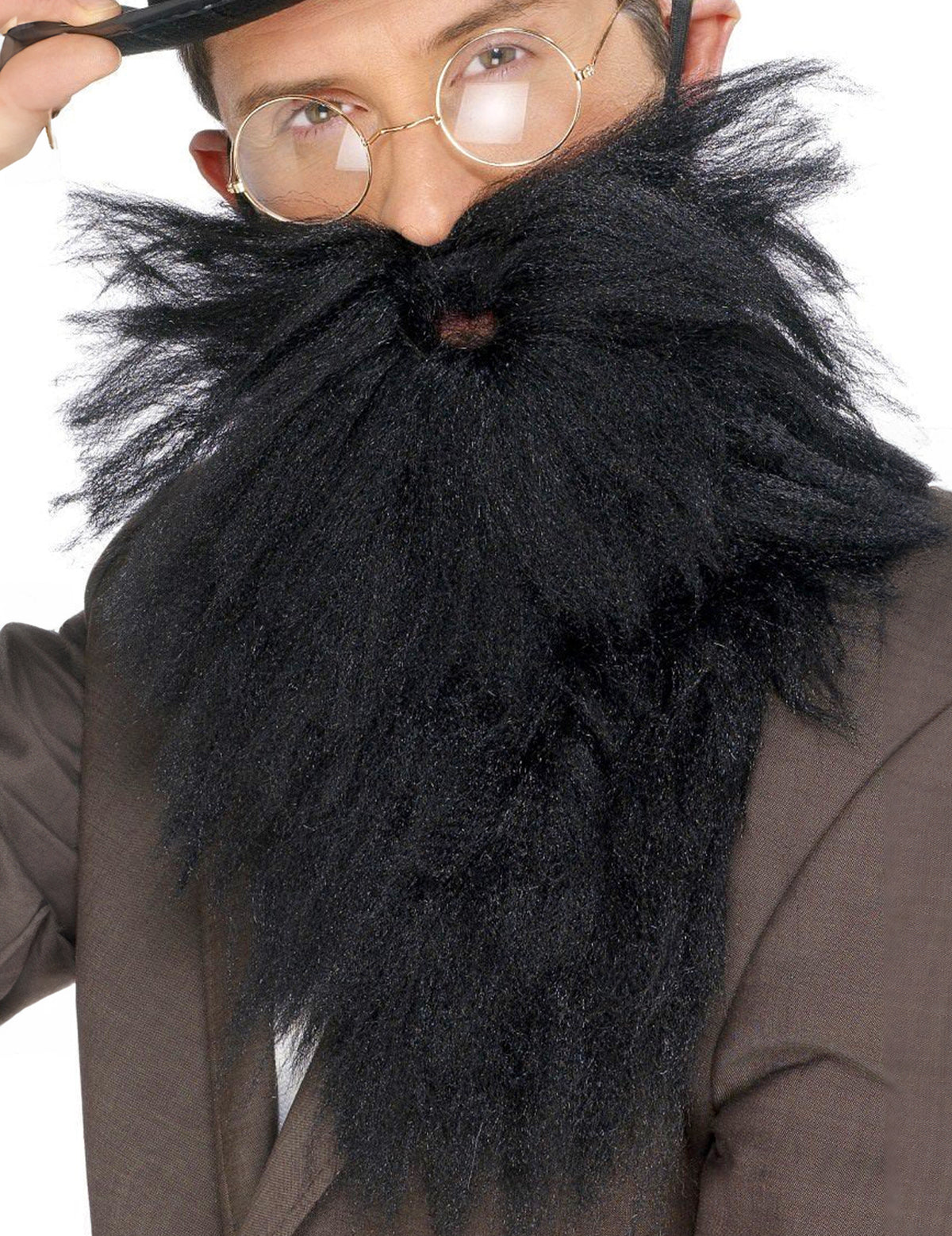 Barba longa para homem preta volumosa