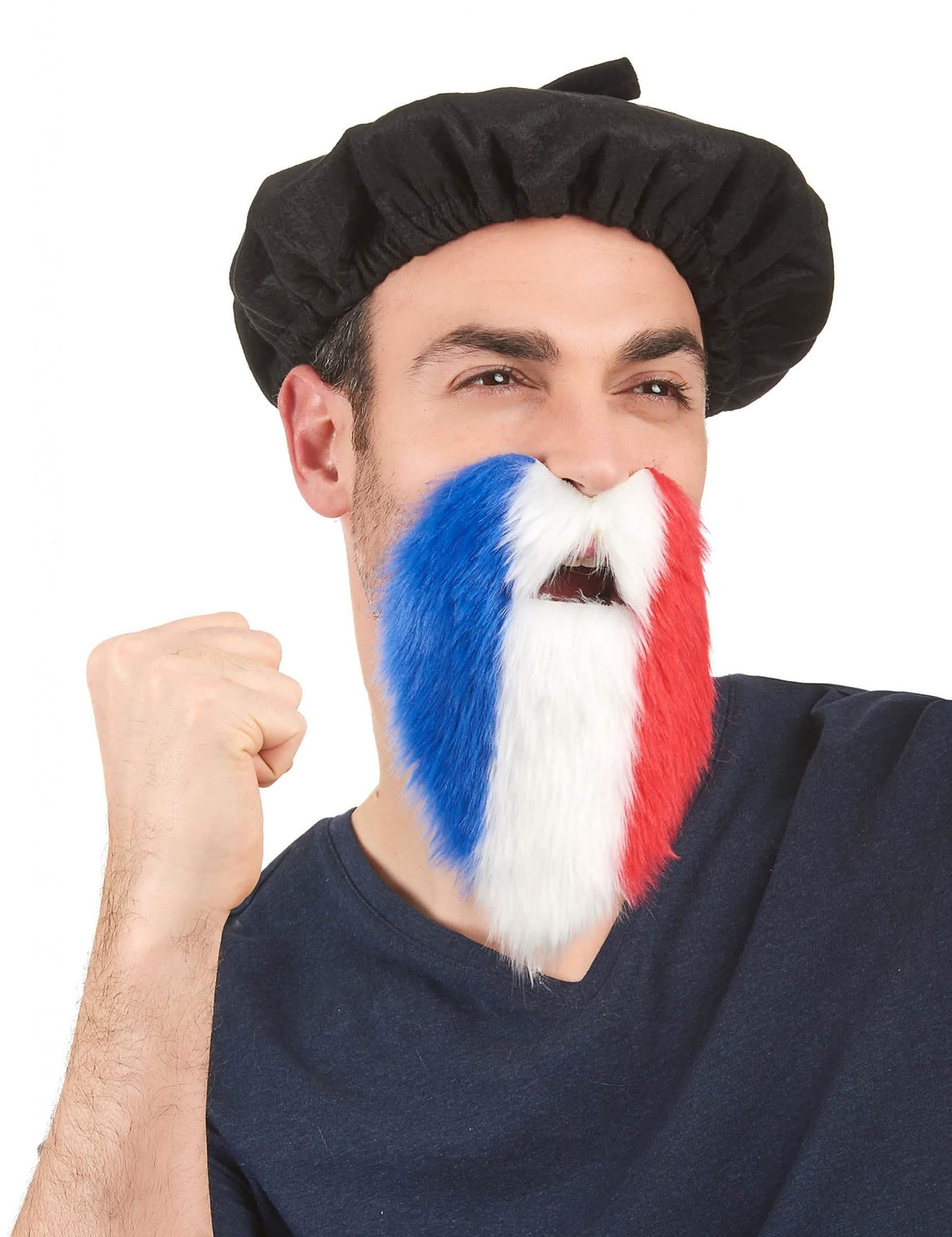 Barbe supporter tricolore France pour adulte bleu blanc rouge