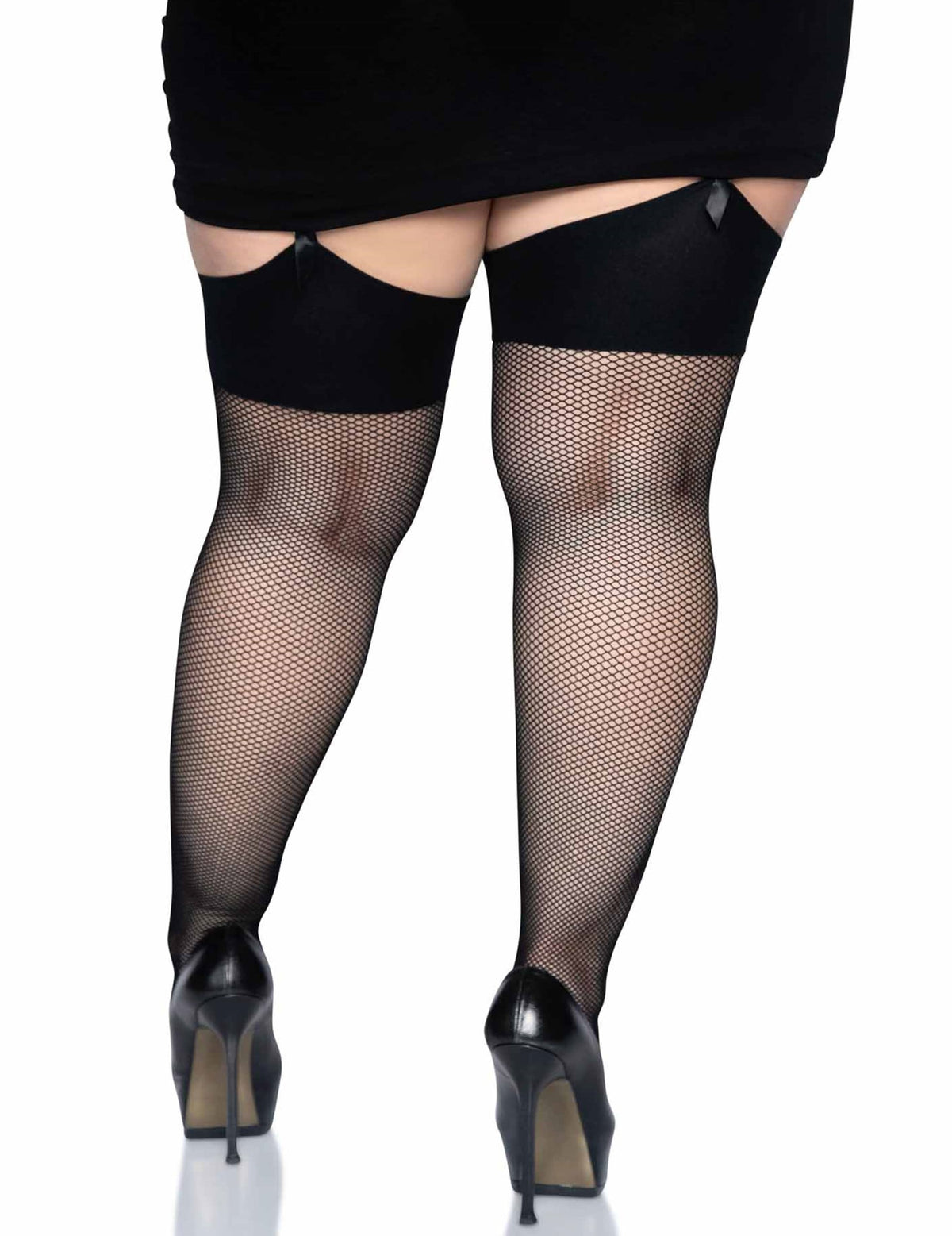 Vue de dos des bas résille pour femme noirs