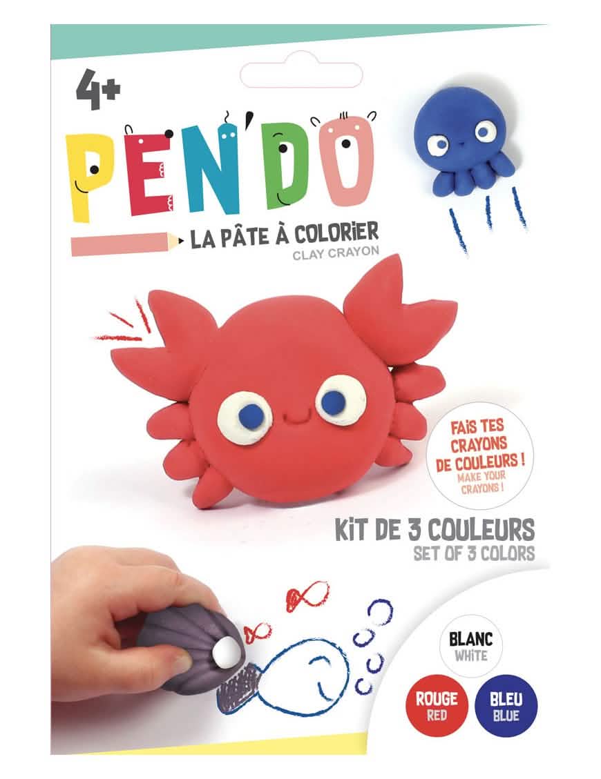 Kit de modelagem lápis Pen'do aquático para criança branco vermelho azul