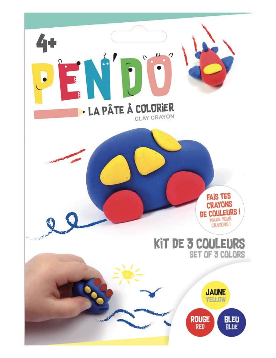 Massa de modelar lápis Pen'do veículos para criança amarelo vermelho azul