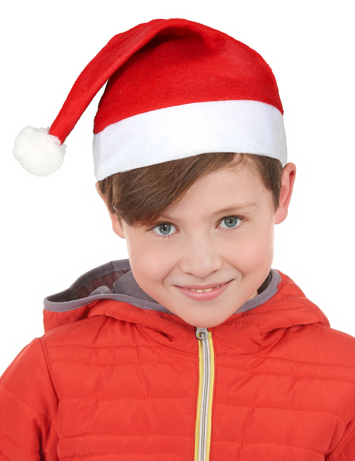gorro de pai natal para criança vermelho e branco