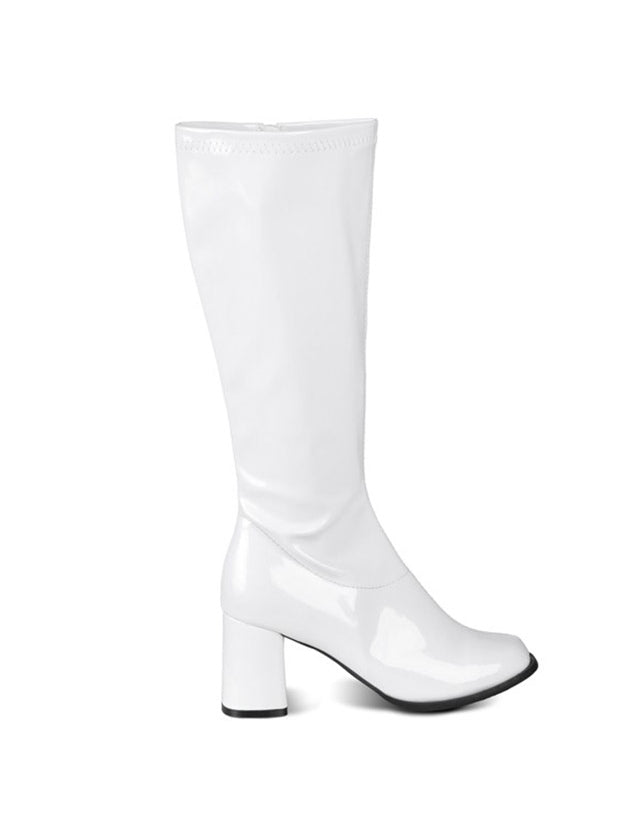 Bottes vernies pour femme blanches à talons