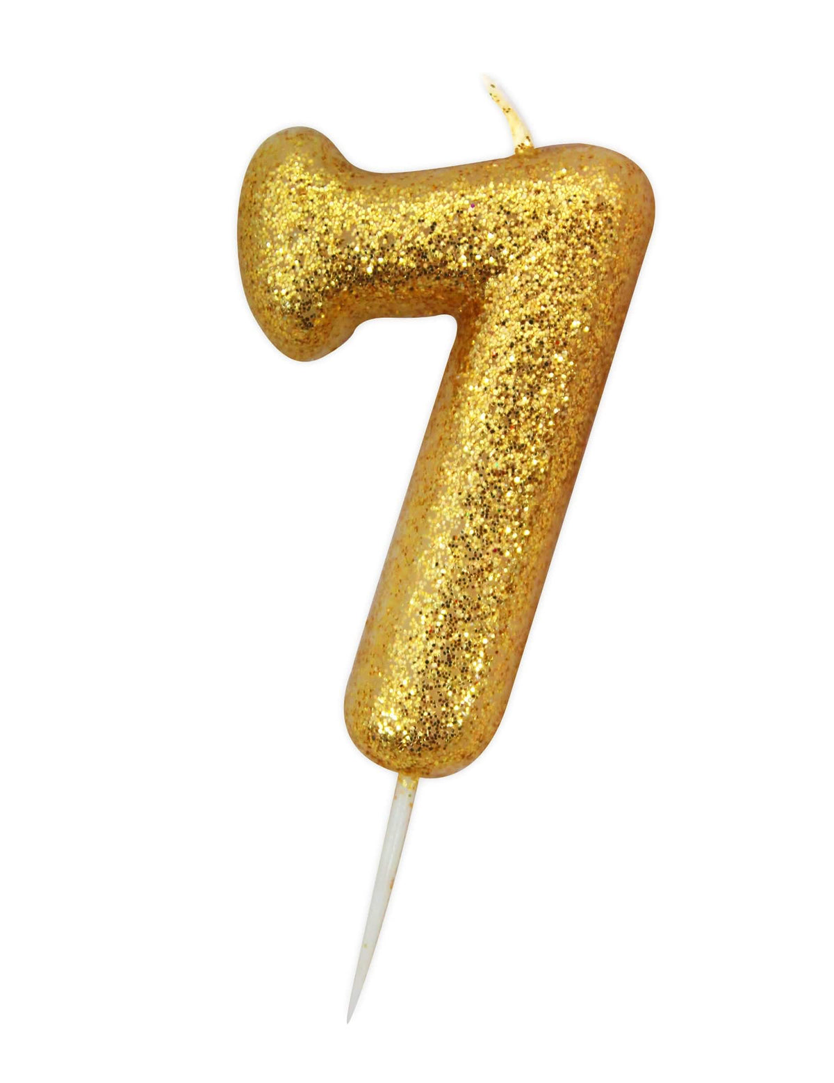 Vela número 7 dourada com glitter