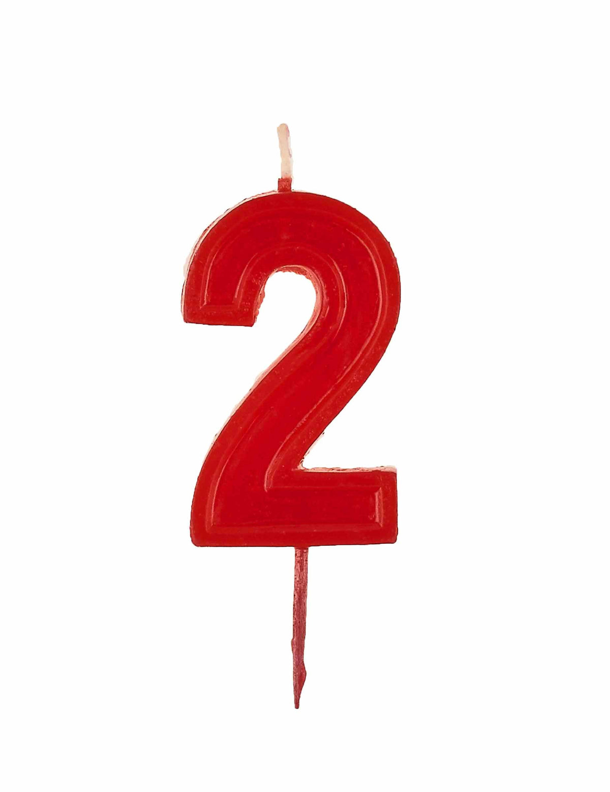 Bougie d'anniversaire chiffre 2 rouge brillante
