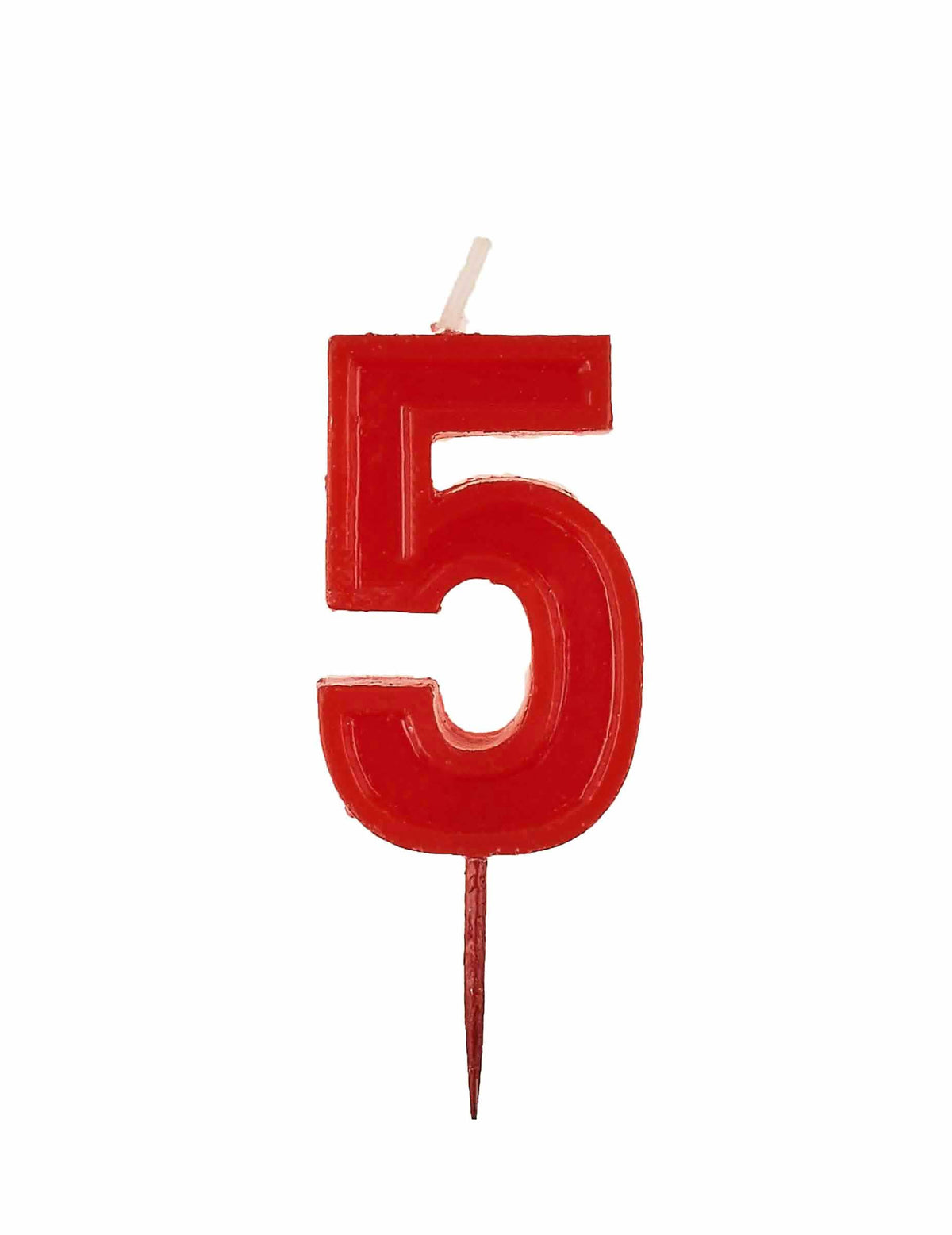 Vela número 5 de aniversário para bolo vermelho brilhante