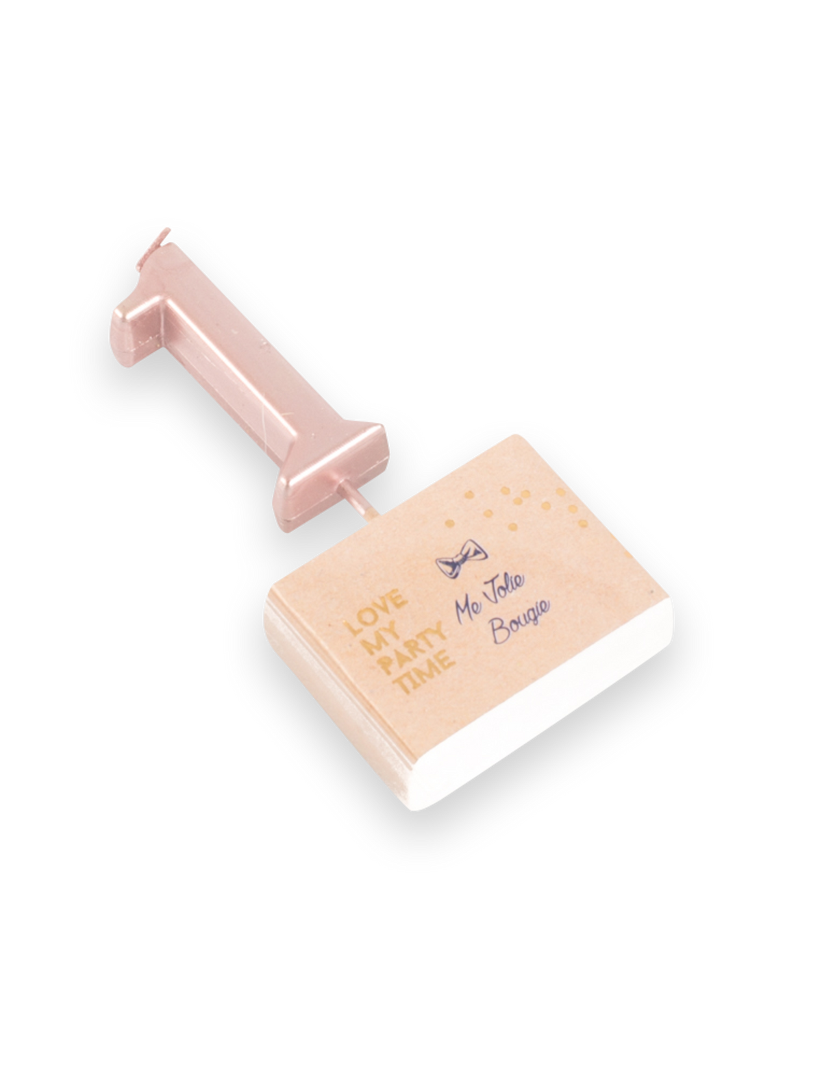 Bougie d'anniversaire chiffre 1 rose gold avec pic