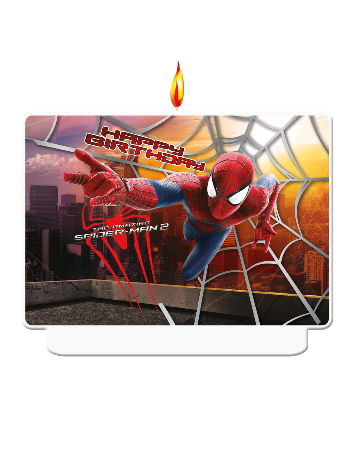 Bougie d'anniversaire The Amazing Spiderman pour enfant rectangulaire rouge et bleue
