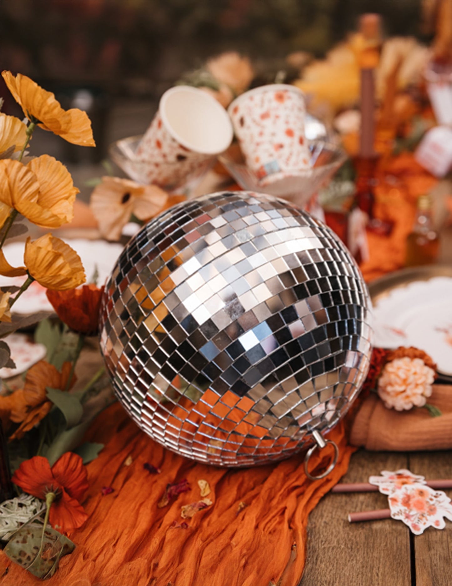 Bola de espelhos para pendurar, vidro espelhado prata 16cm, decoração disco
