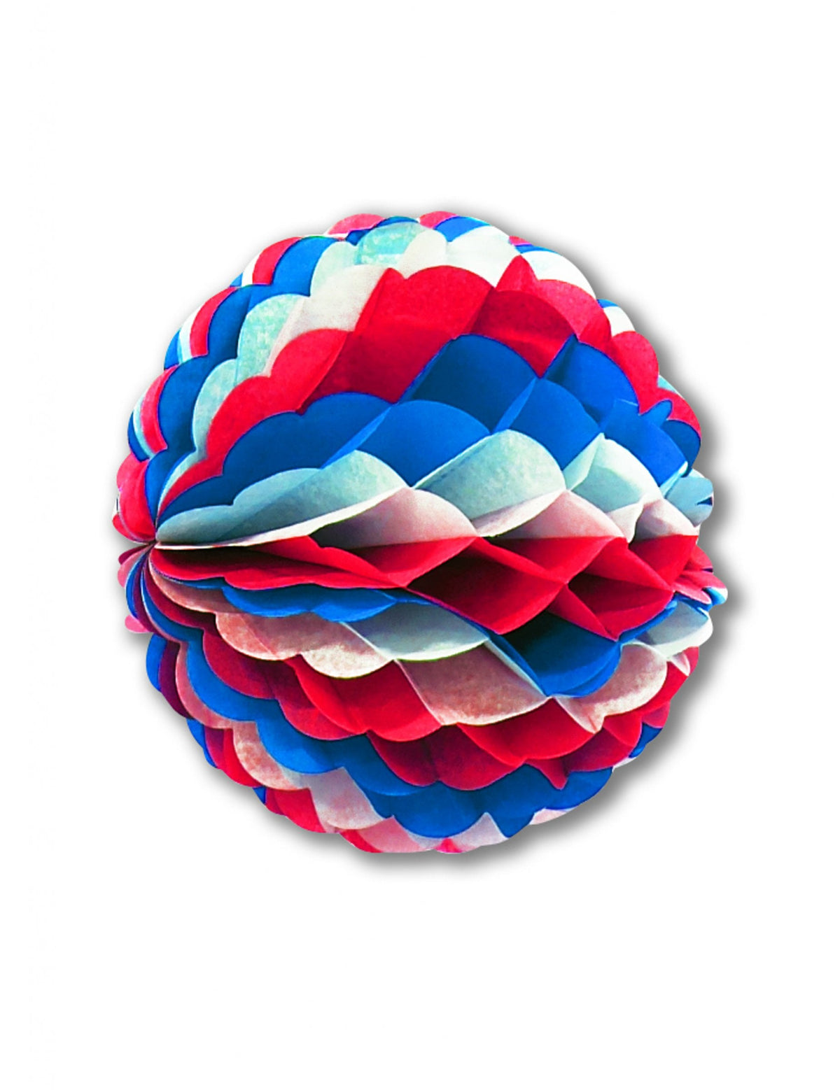 Boule en papier alvéolé bleu blanc rouge pour décoration de fête