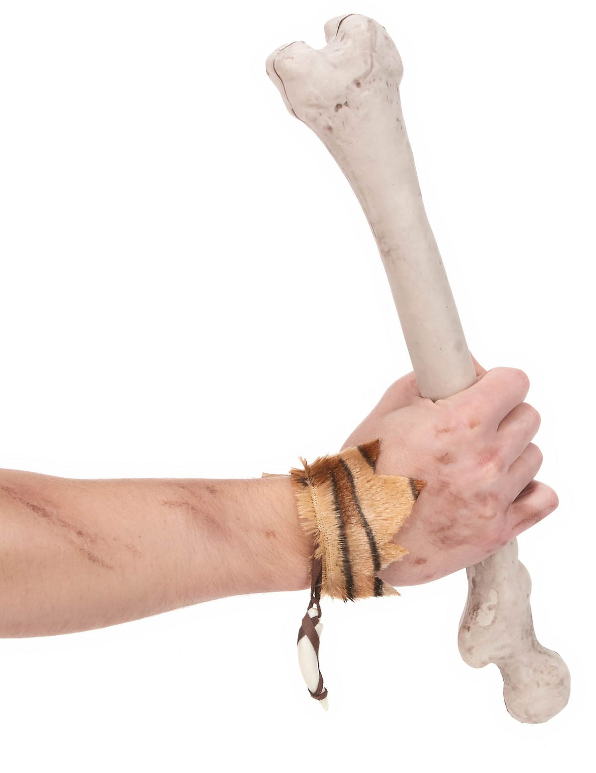 Pulseira de homem das cavernas para adulto com motivo de tigro e dente