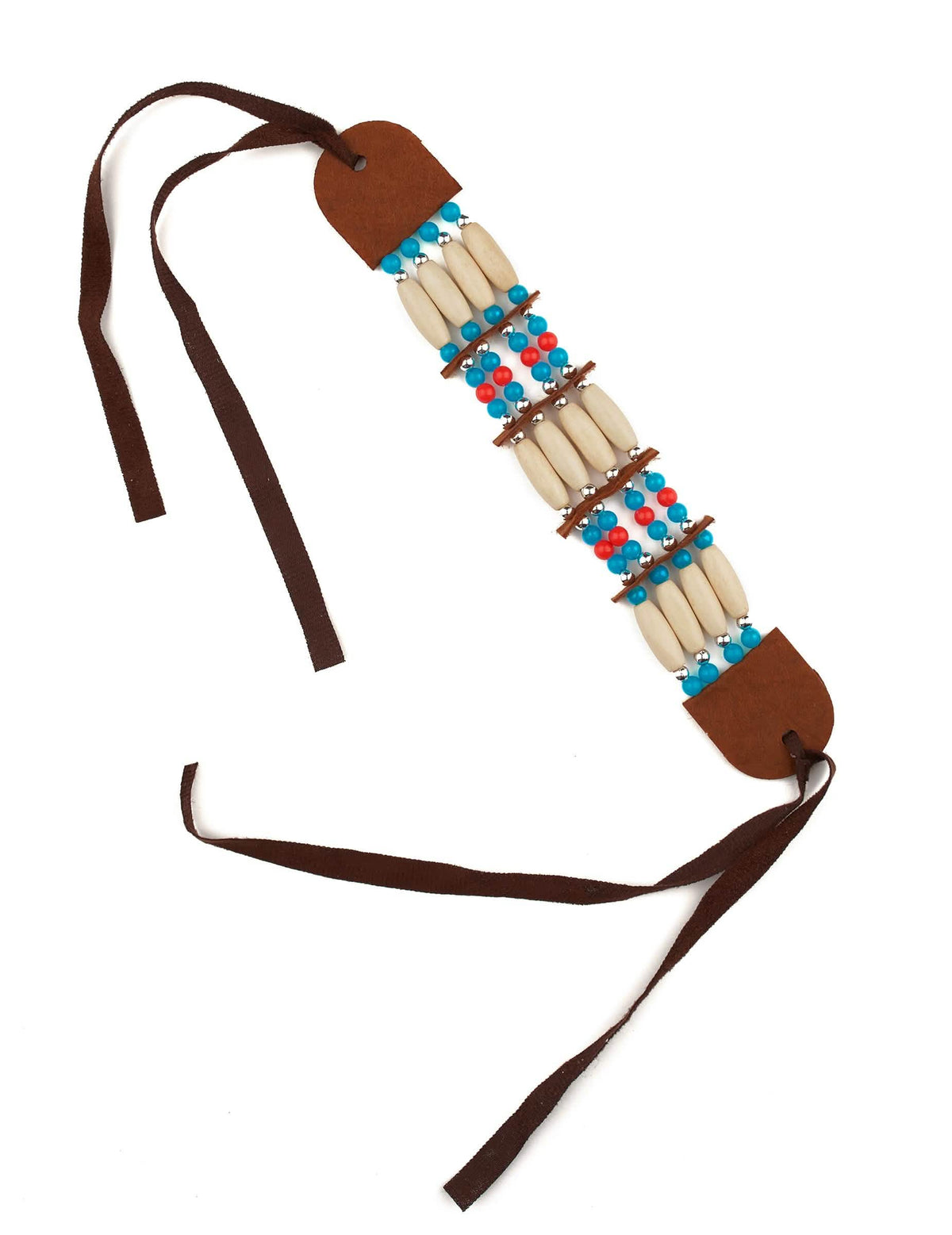 Bracelet indien pour femme multicolore avec perles et lanières marron